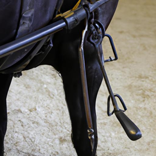 A training fork securely attached to the horse's harness, providing proper tension.