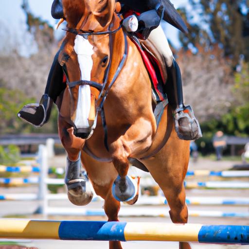 Experience the perfect synergy between rider and horse as they conquer challenging jumps.