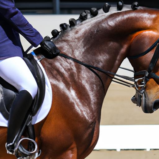 Experience the beauty of harmony between rider and horse in a captivating dressage performance.
