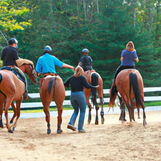 Eager riders engage in a dynamic horse training workshop, honing their skills.