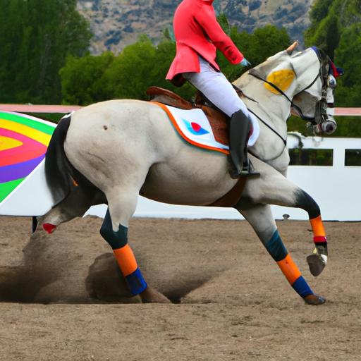Marvel at the precision and artistry of a talented rider as they navigate challenging patterns with their rainbow horse in the SSO Rainbow Horse Competition.