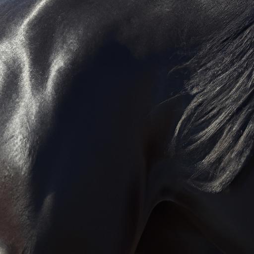 The Friesian sport horse's coat shines like ebony, exuding elegance and allure.