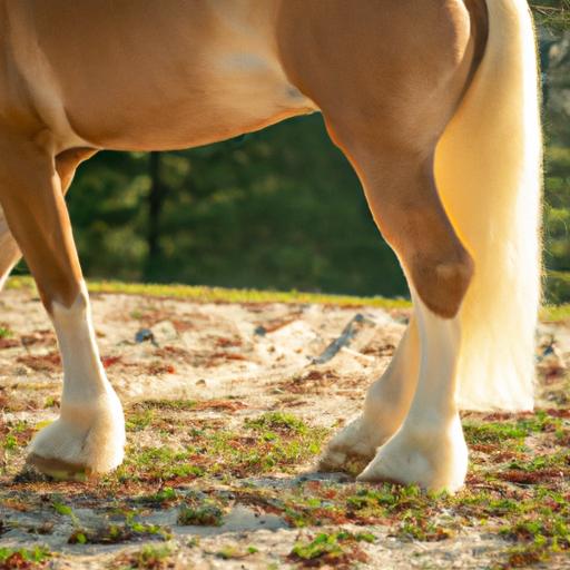 An exquisite horse breed with feathered feet displaying its elegant and distinctive foot adornment.
