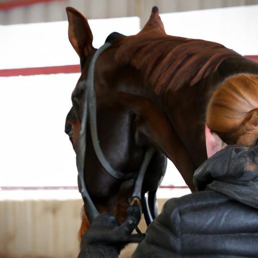 The trainer building a strong bond with a bar JL horse based on trust and respect.