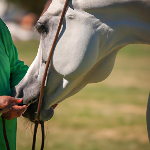 A dedicated trainer building a strong connection with an Arabian horse during a training session.