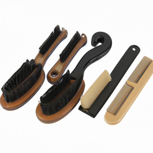 A comprehensive horse grooming brush set offers a variety of brushes to cater to different grooming needs.