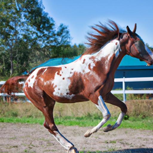 A spirited horse galloping with grace and power in a round pen.