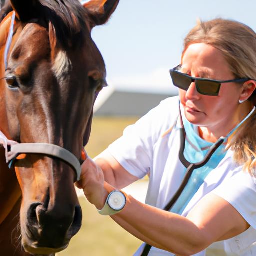 A veterinarian diligently examining a horse to ensure its optimal health.