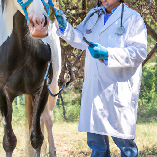 Veterinarian examining horse health before transportation
