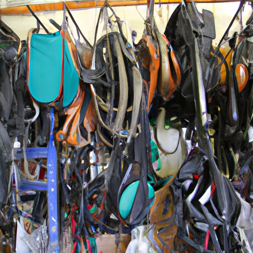 A colorful array of equestrian tack items ready to be exchanged, offering riders endless possibilities to find their ideal equipment.