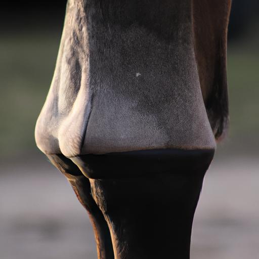 The hock joint of a horse affected by capped hocks, revealing the presence of bony enlargements.