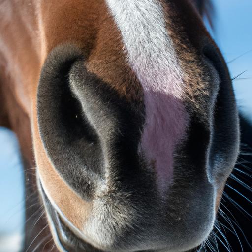 A horse exhibiting mild wry nose, with a slight twist in the nasal structure.