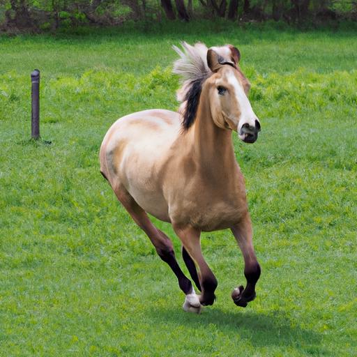 Witness the elegance and power of a horse in motion as it runs freely in the pasture.