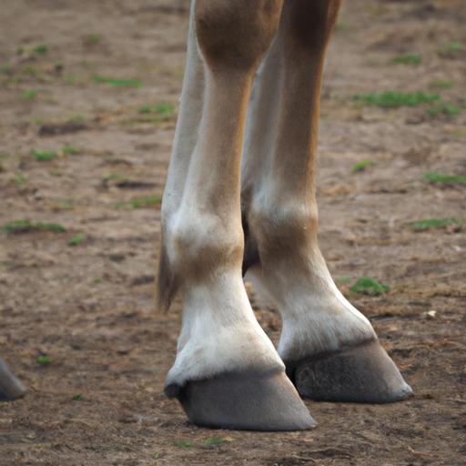 Signs of sheared heels visible on a horse's hooves.