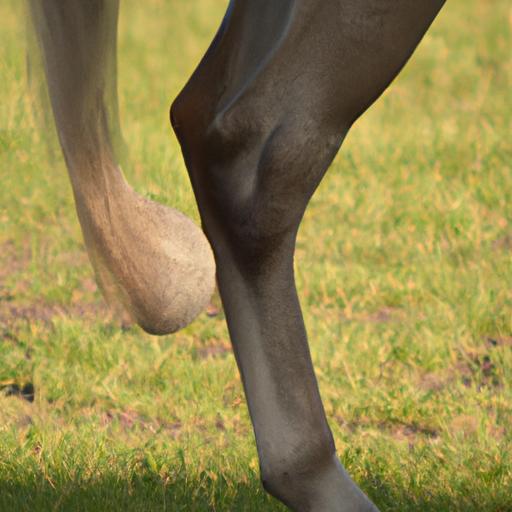 The horse exhibits the telltale signs of wind puff with noticeable swelling in its leg.