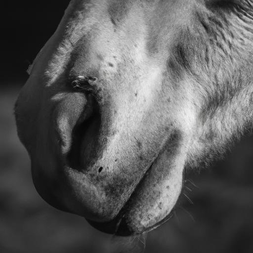 A horse with severe wry nose, showcasing a significant deviation of the nasal bones.